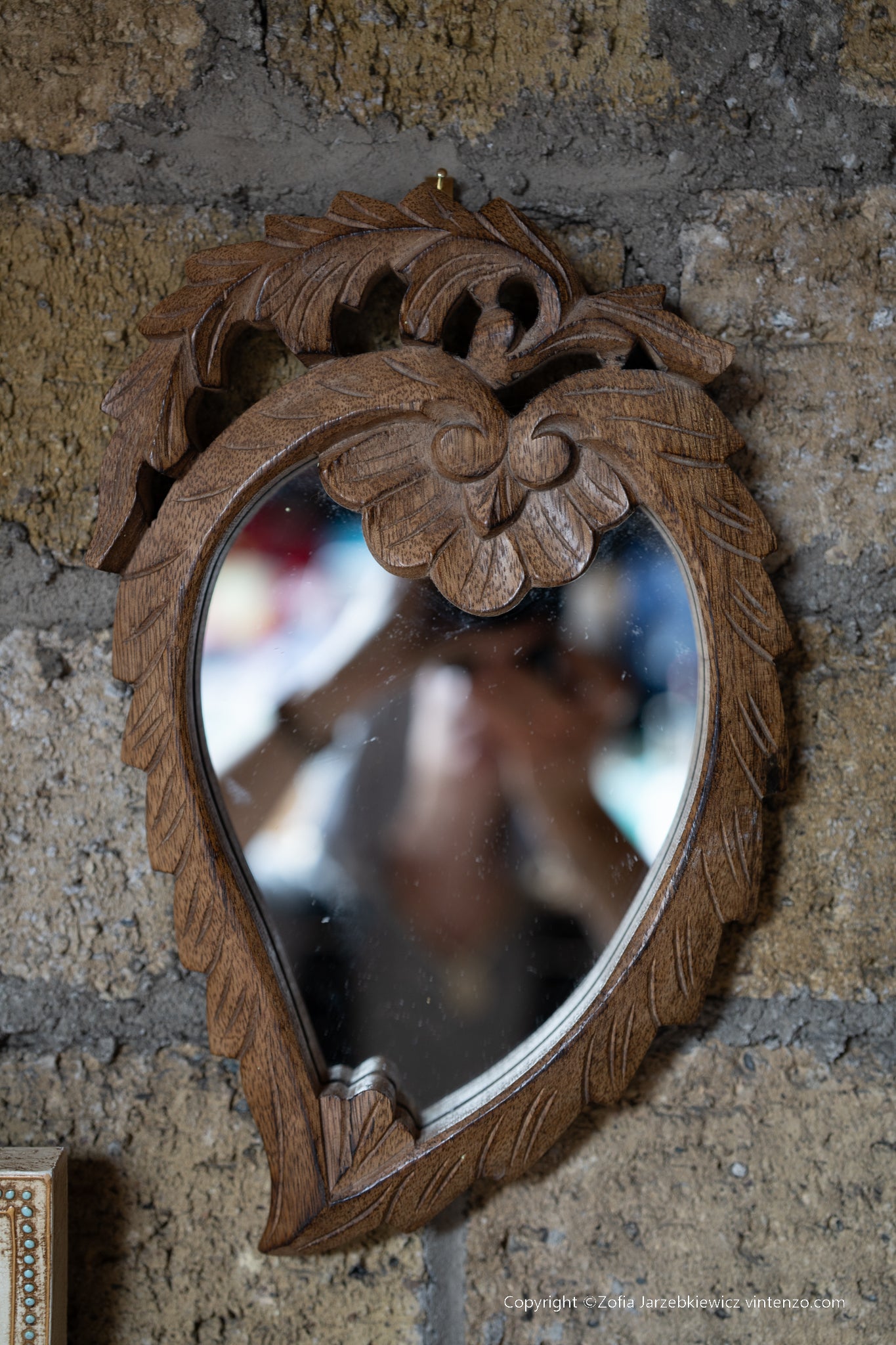 Wooden Leaf Shaped Mirror