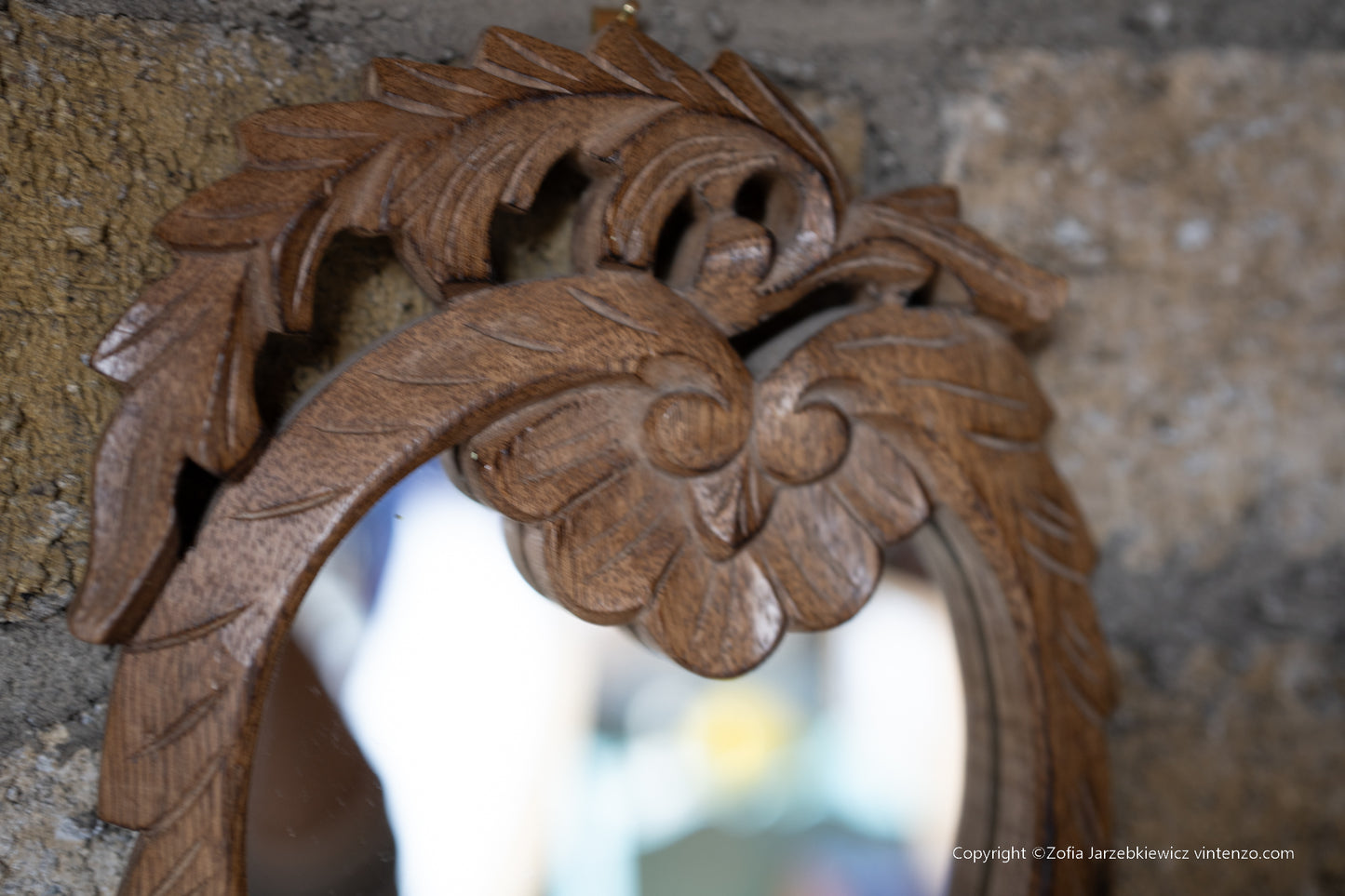 Wooden Leaf Shaped Mirror