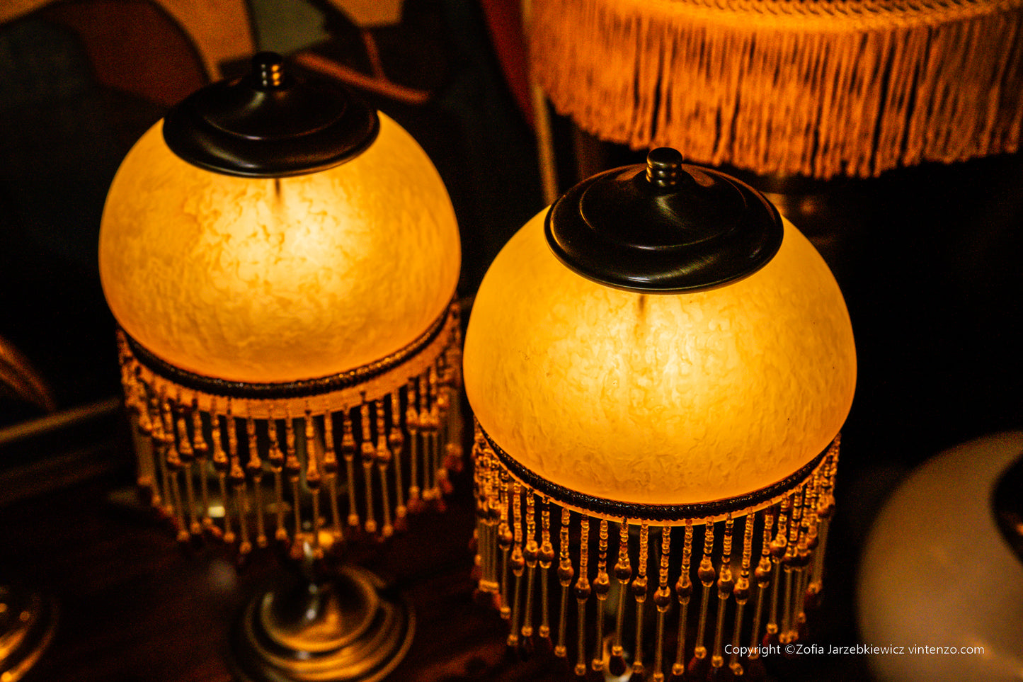 Set of 2 Small Vintage Lamps with Tassels