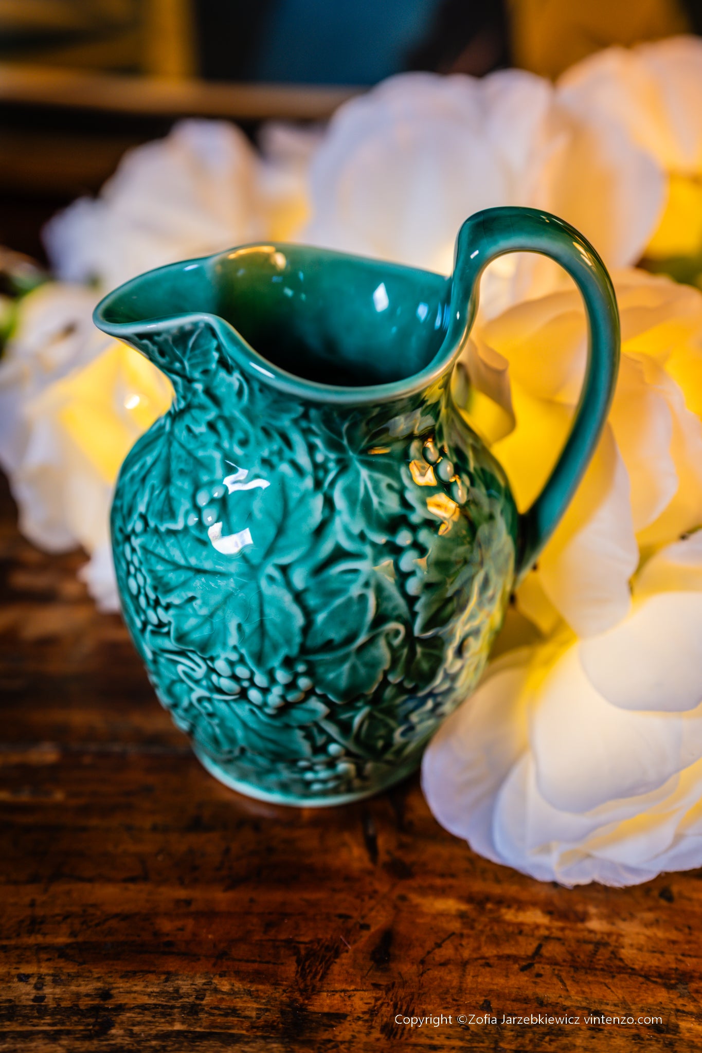 Wedgwood of Etruria Green Grape Vine Leaf Creamer Pitcher