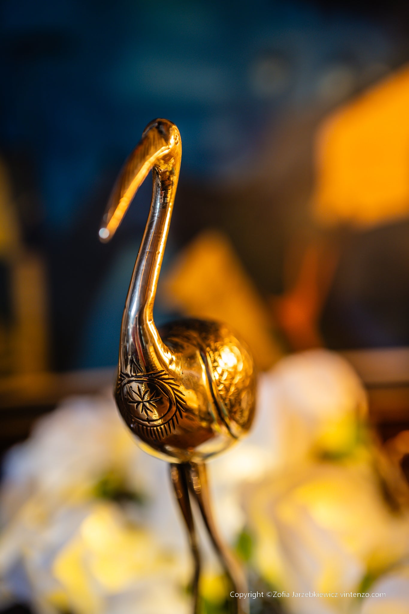 Tall Vintage Brass Flamingo Figurine