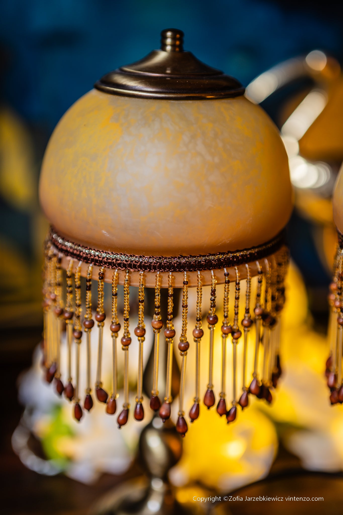 Set of 2 Small Vintage Lamps with Tassels