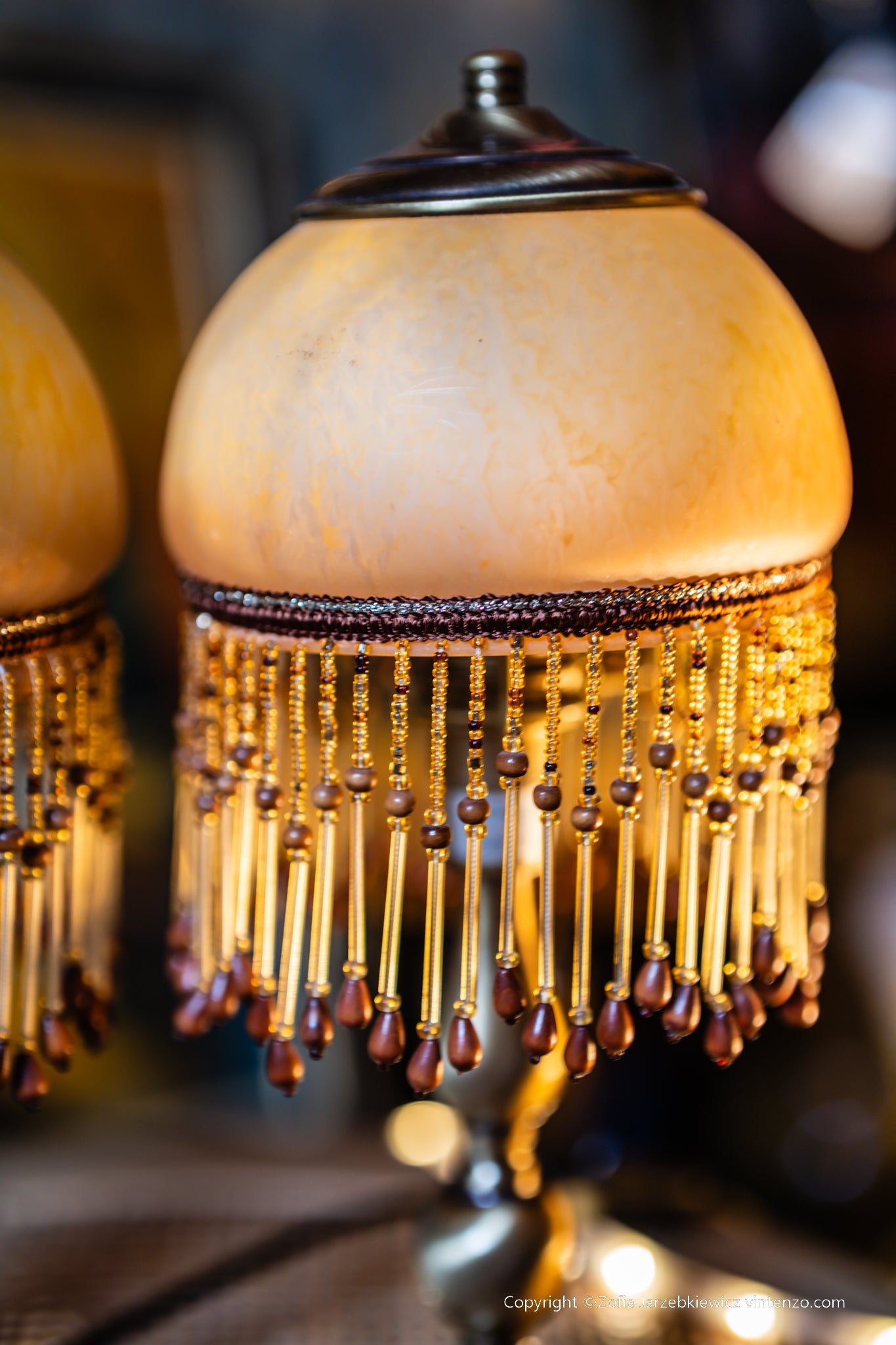 Set of 2 Small Vintage Lamps with Tassels