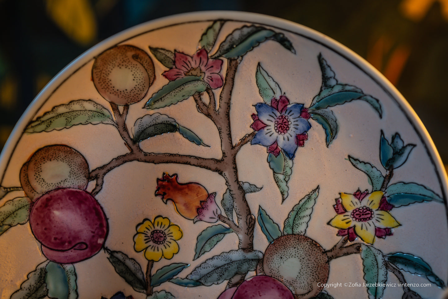 Handmade Chinese Pottery 2 Candleholders and a Plate
