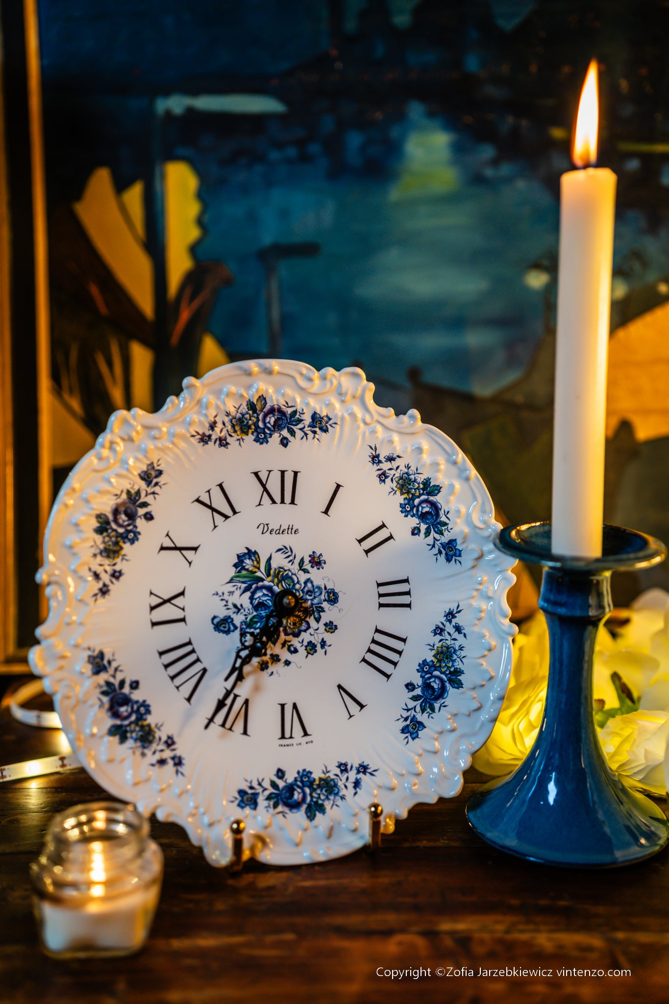 Blue Pottery Candleholder
