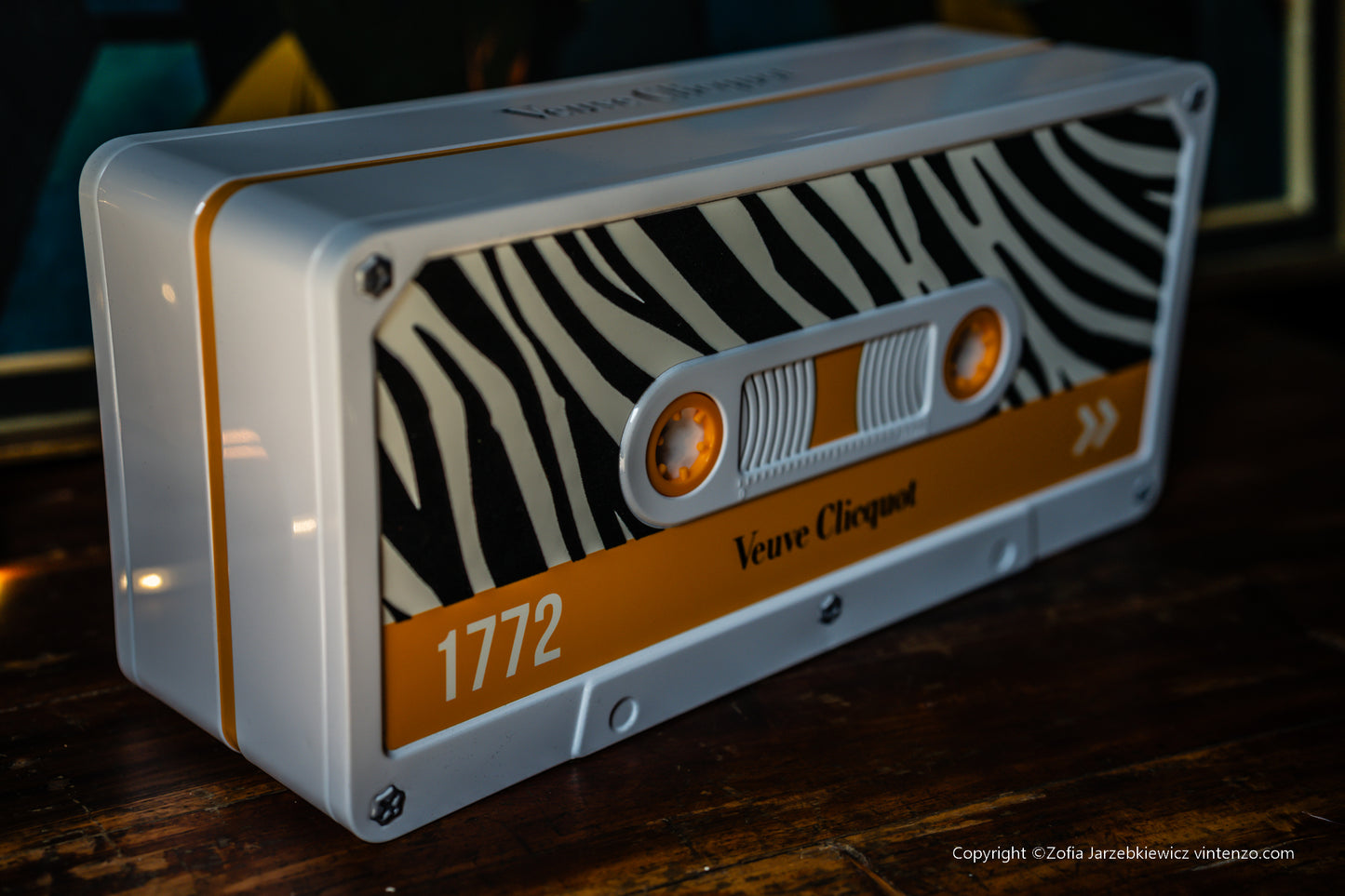Veuve Clicquot Cassette Box Champagne Bottle Holder in Zebra Pattern