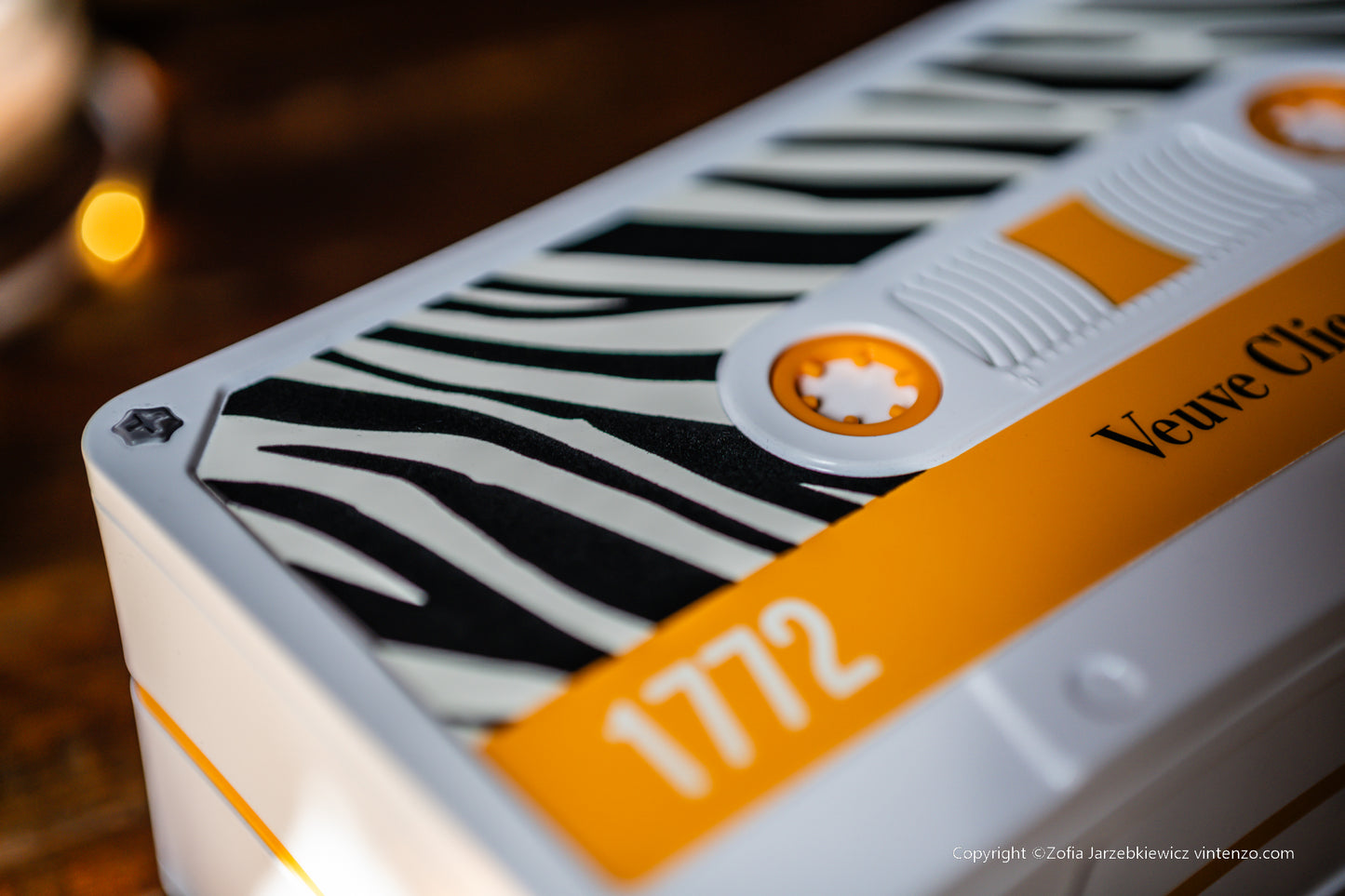 Veuve Clicquot Cassette Box Champagne Bottle Holder in Zebra Pattern