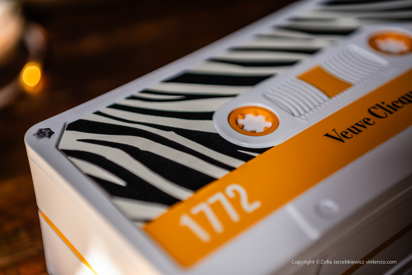 Veuve Clicquot Cassette Box Champagne Bottle Holder in Zebra Pattern