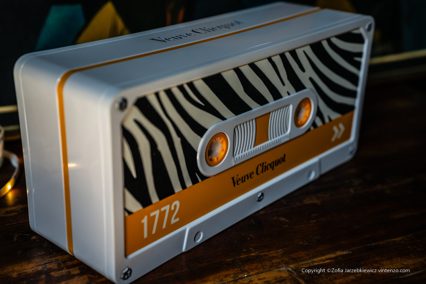 Veuve Clicquot Cassette Box Champagne Bottle Holder in Zebra Pattern