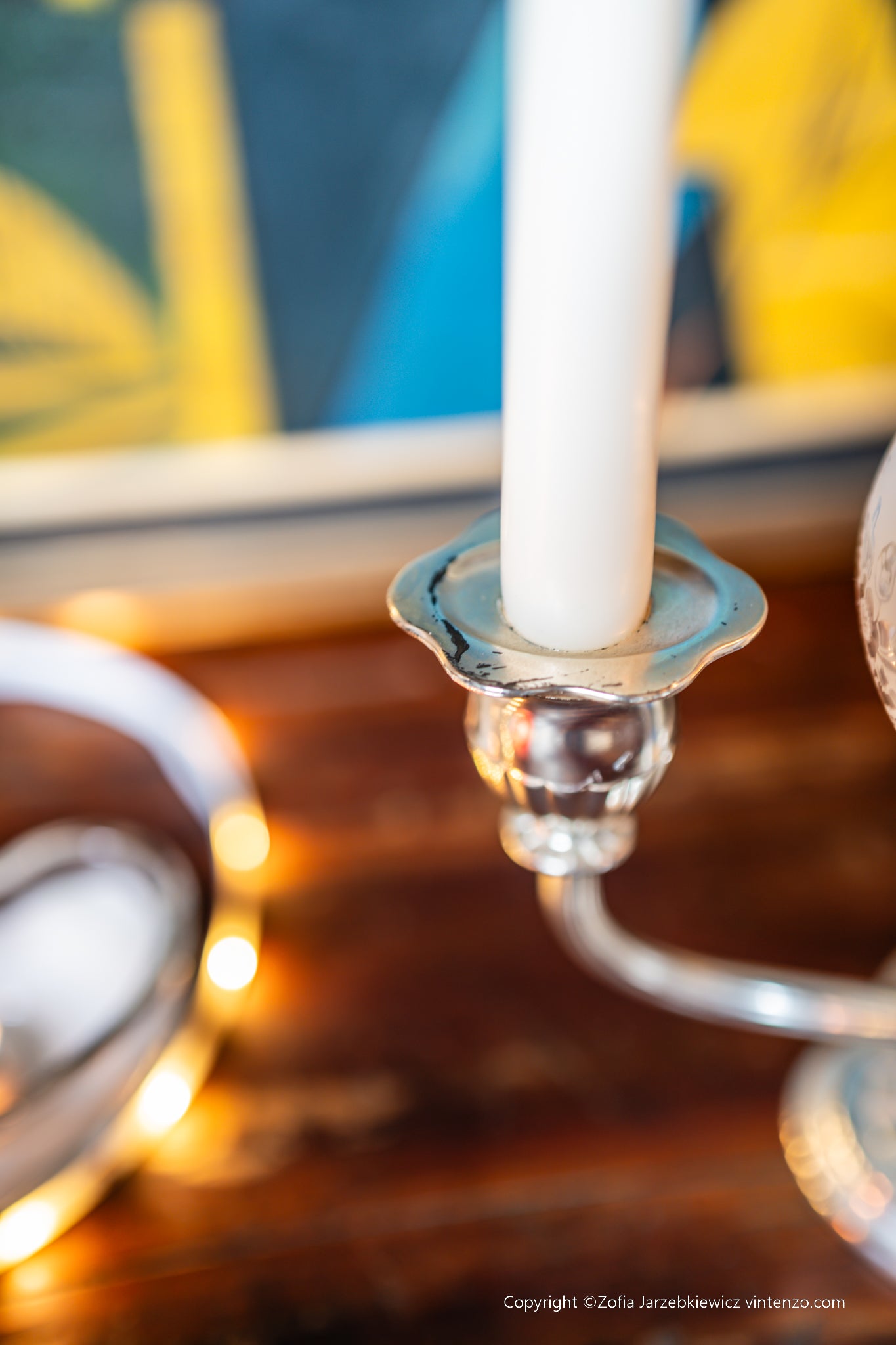 Silver Plated Two Light Candle Lamp Holder Glass Shade