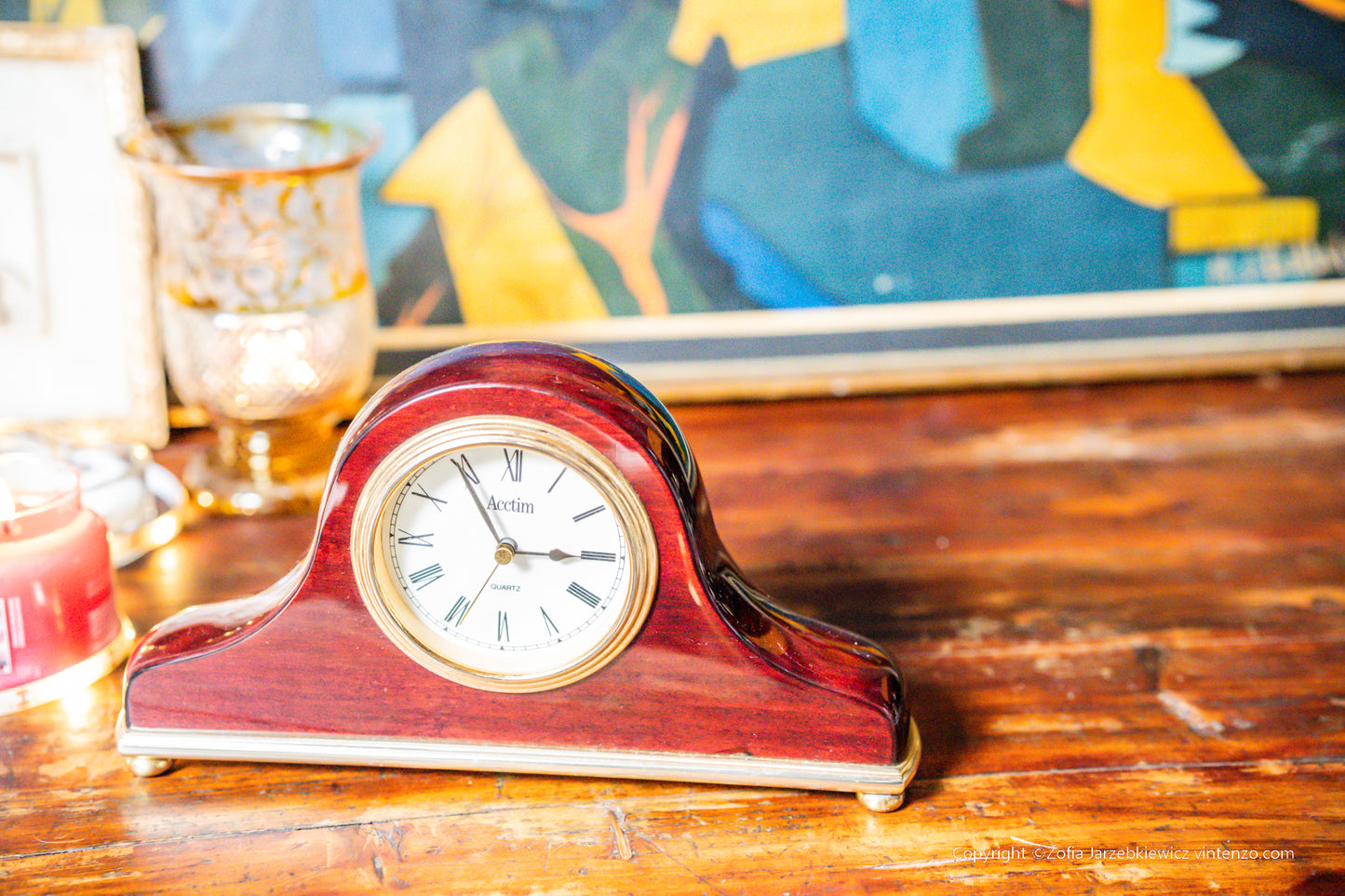 Acctim Quartz Movement Wood Mantle Desk/Shelf Clock