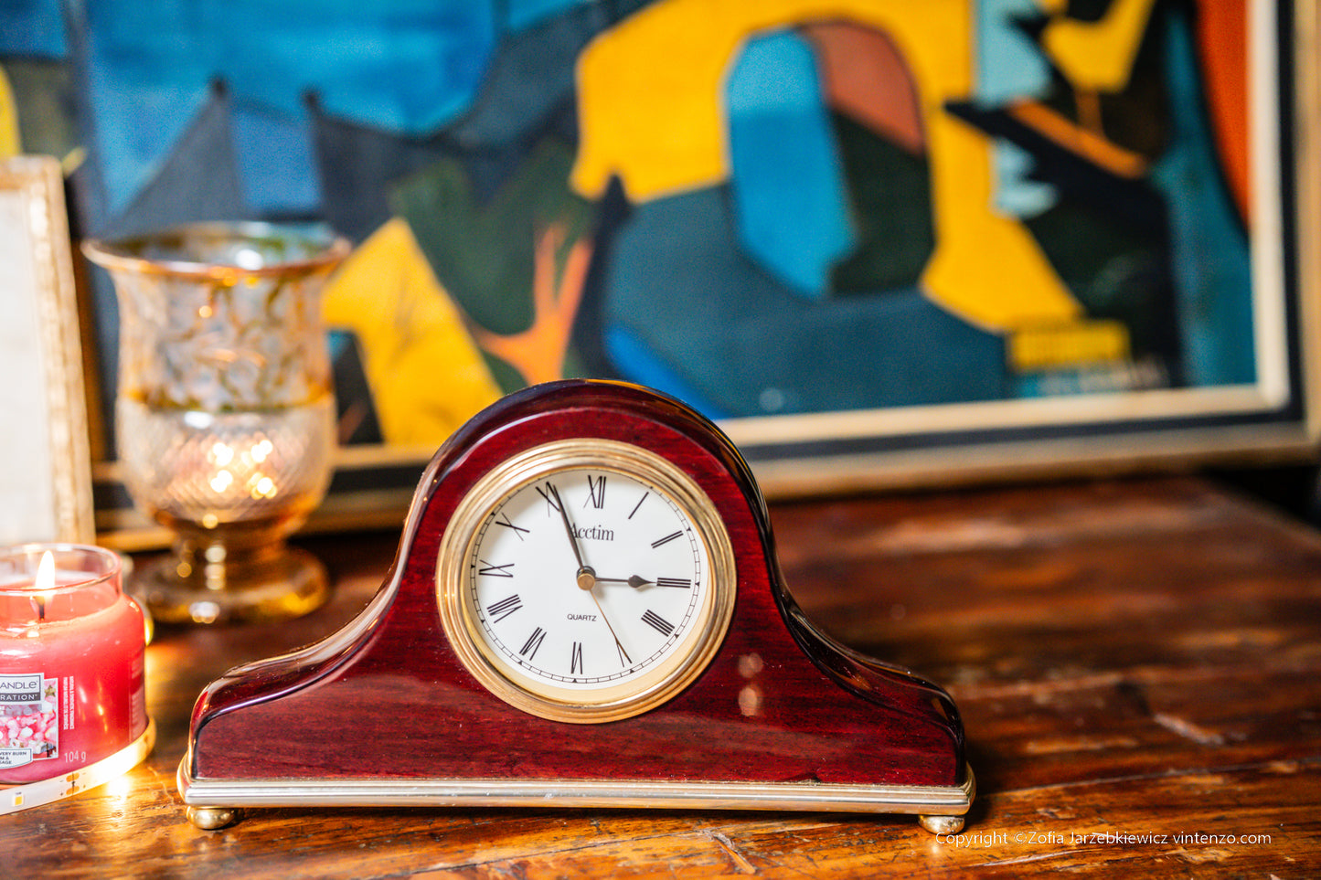 Acctim Quartz Movement Wood Mantle Desk/Shelf Clock