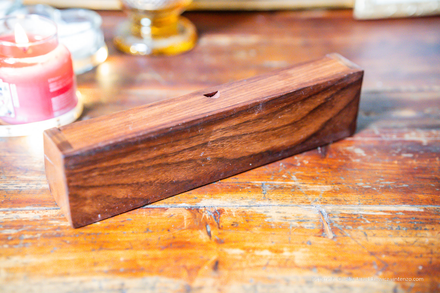 Wooden Box with Brass Leaves