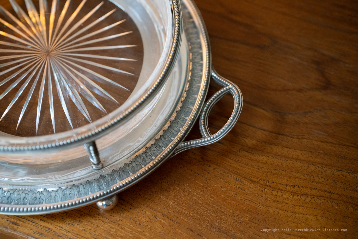 Art Nouveau Silver Plated Serving Dish with Oval Glass Insert