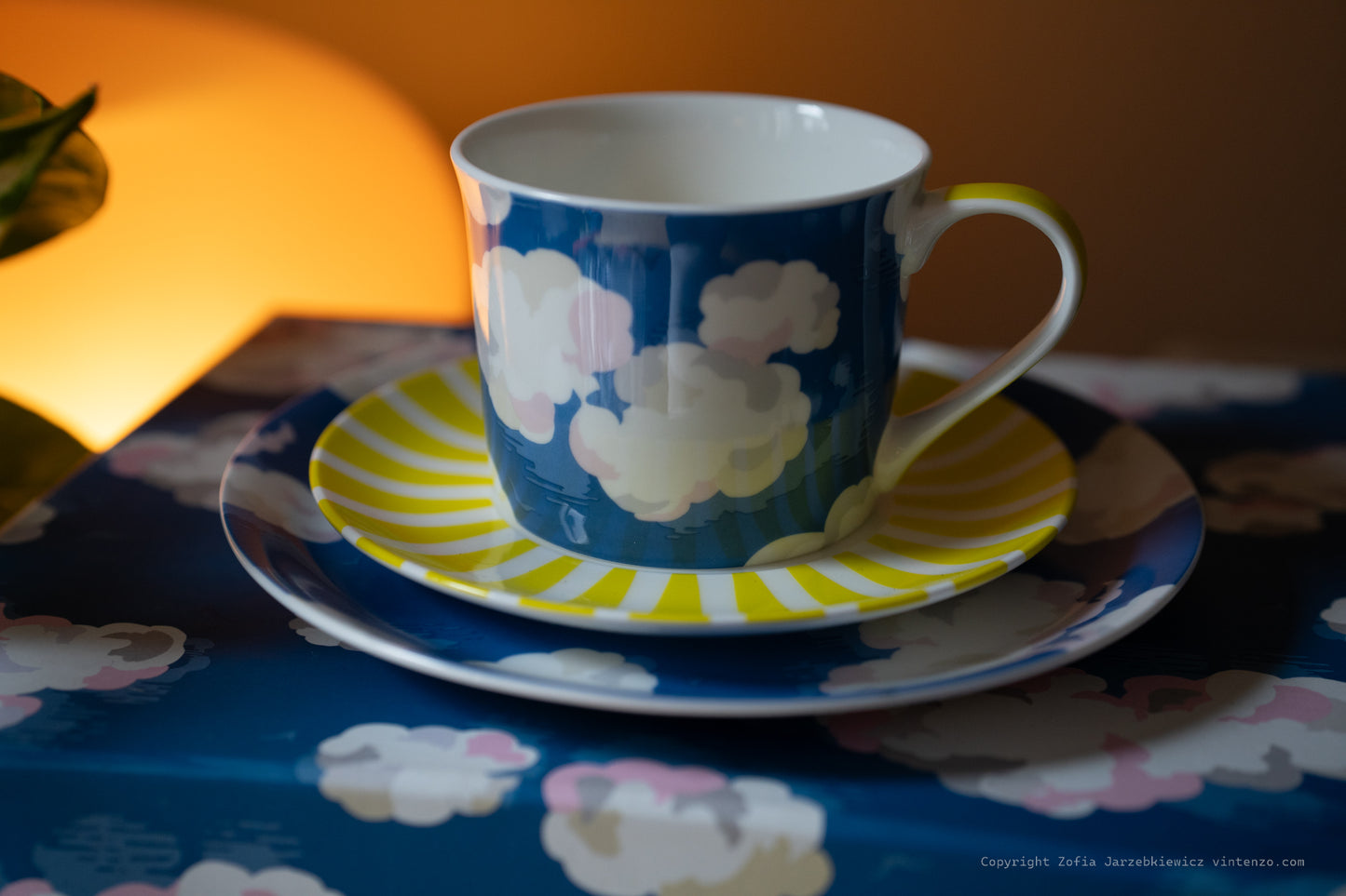 NEW Rare Cath Kidston Set including Cup, Saucer and a Plate Clouds Design