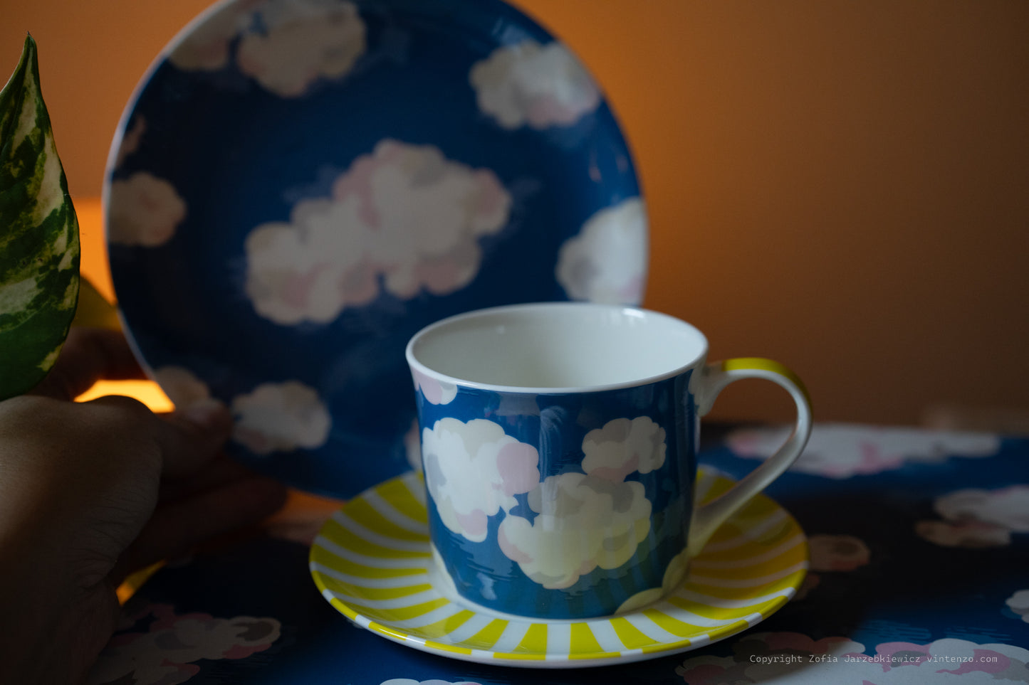 NEW Rare Cath Kidston Set including Cup, Saucer and a Plate Clouds Design