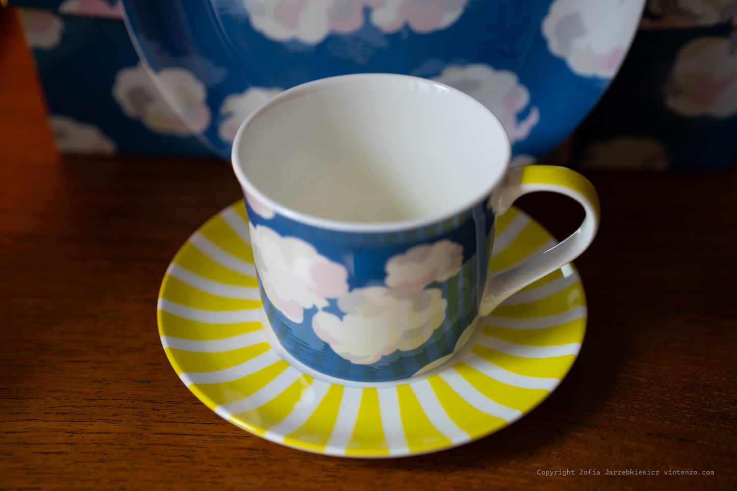 NEW Rare Cath Kidston Set including Cup, Saucer and a Plate Clouds Design