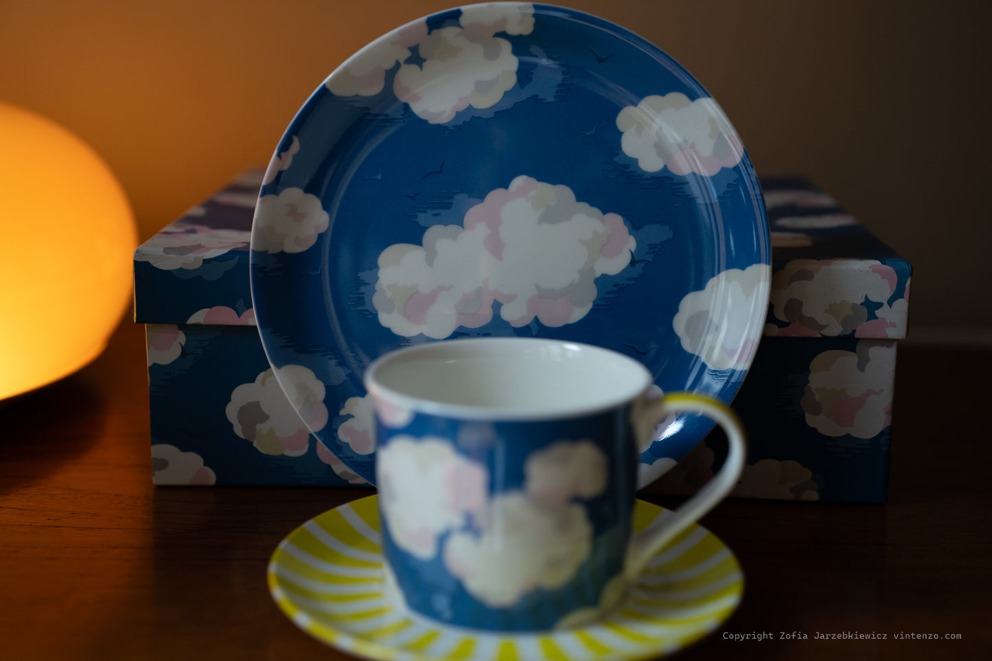 NEW Rare Cath Kidston Set including Cup, Saucer and a Plate Clouds Design