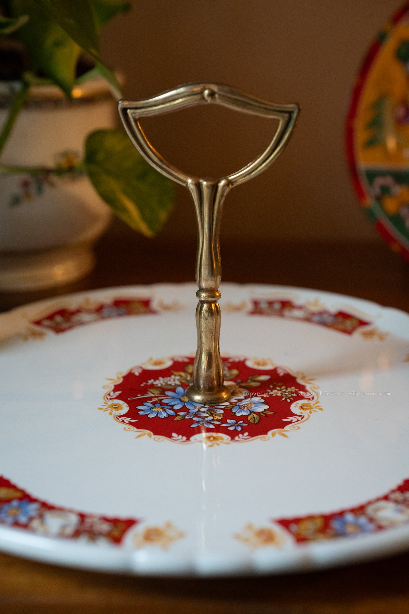 Christmas Serving-Dessert Plate with Handle