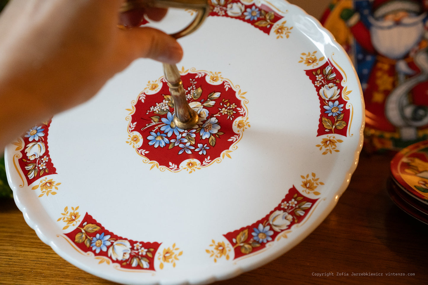 Christmas Serving-Dessert Plate with Handle