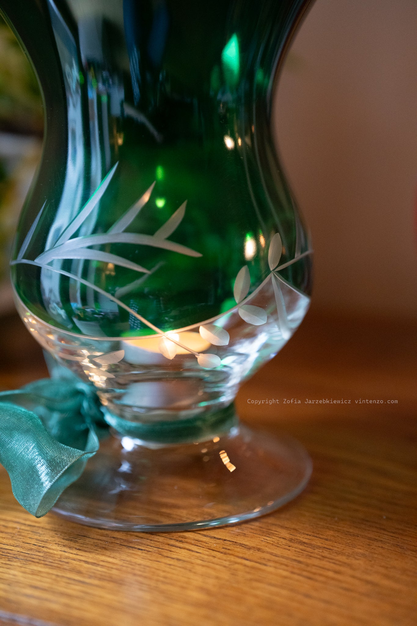 Lenox Petite Floral Christmas Emerald Hurricane Lamp