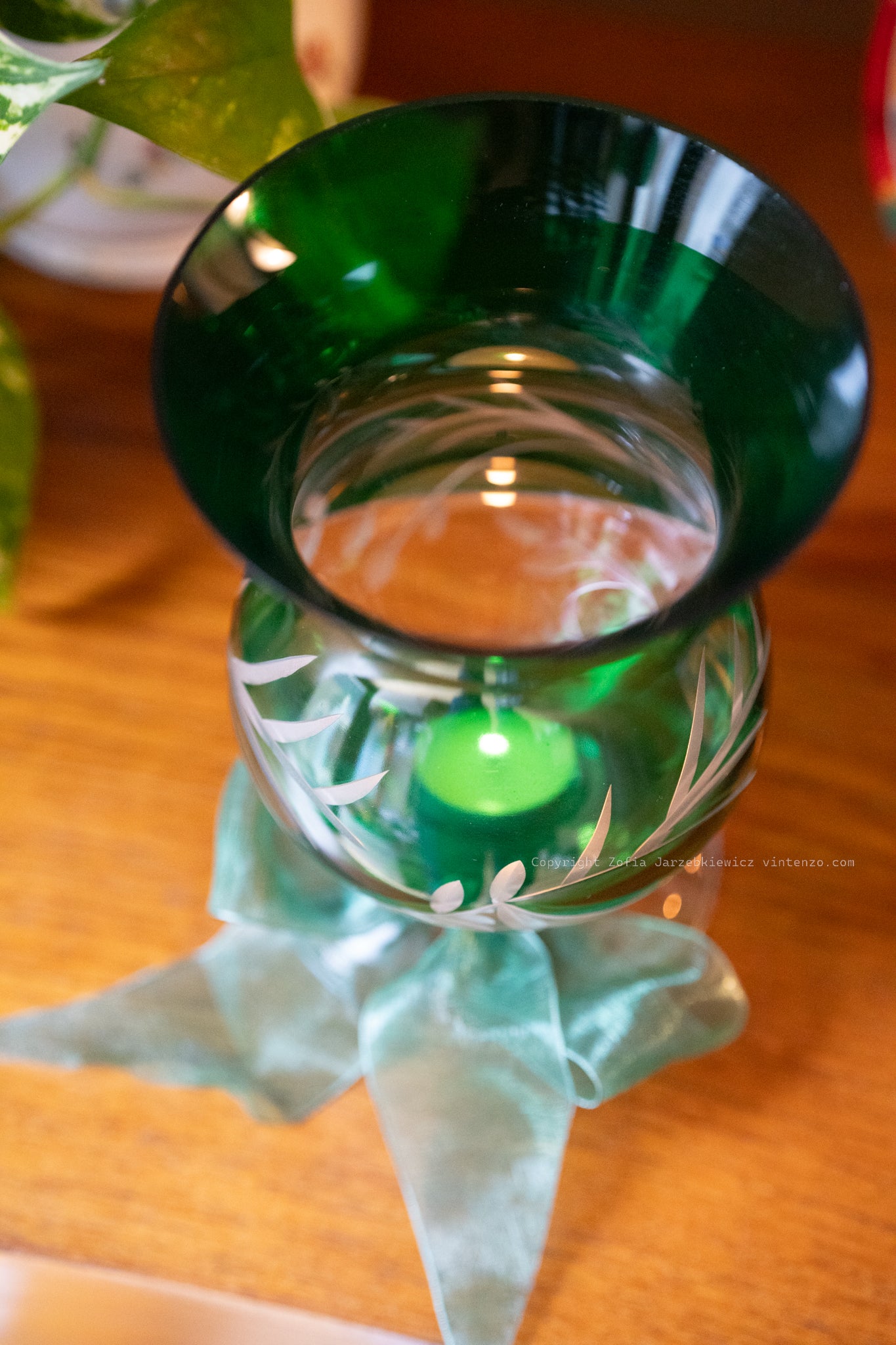 Lenox Petite Floral Christmas Emerald Hurricane Lamp