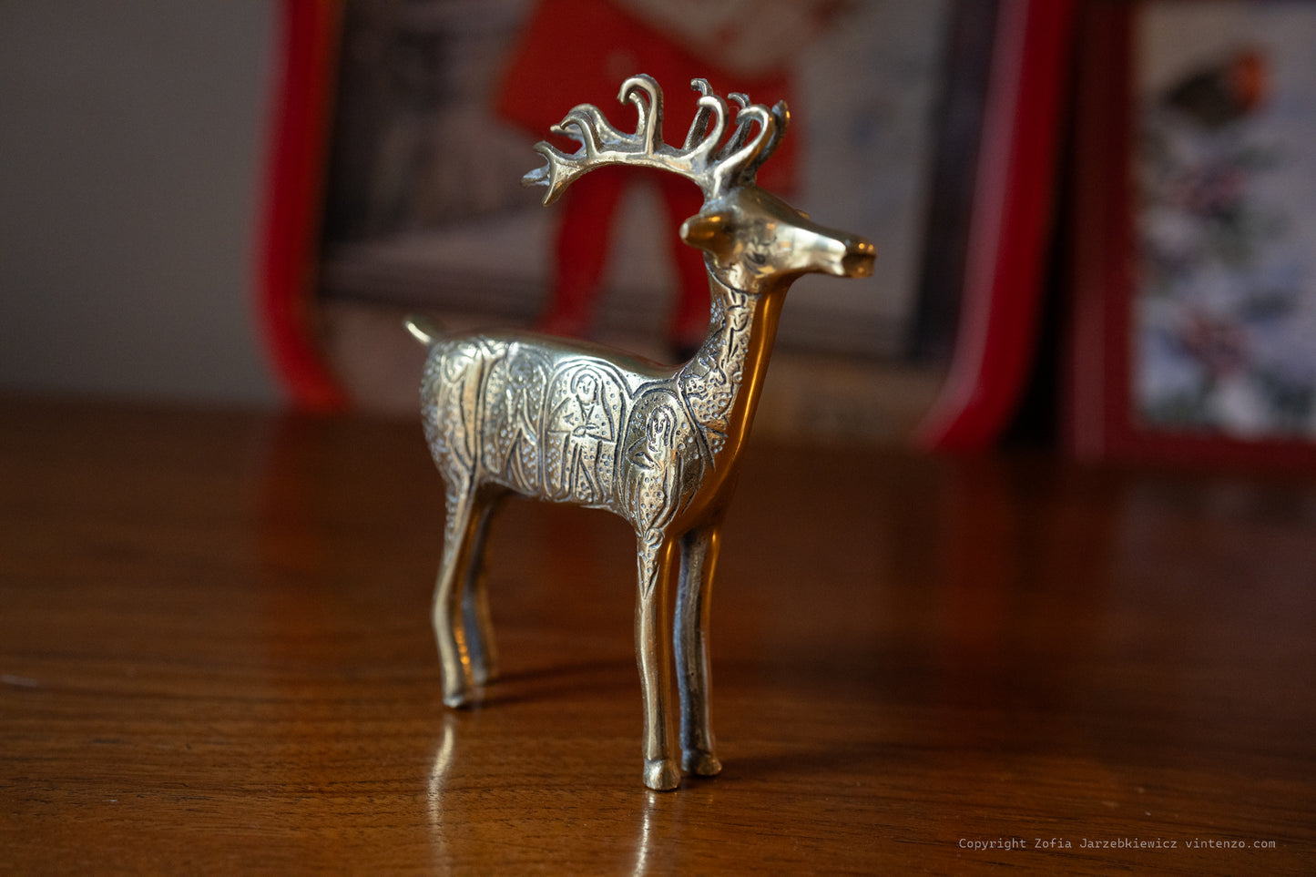 Vintage Solid Brass Reindeer Statue Christmas