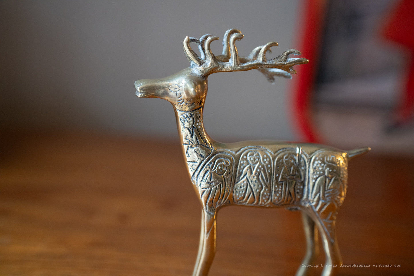 Vintage Solid Brass Reindeer Statue Christmas