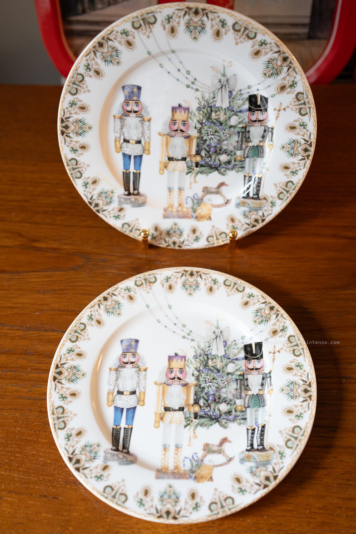 Golden Nutcracker Set of 2 Dessert Plates
