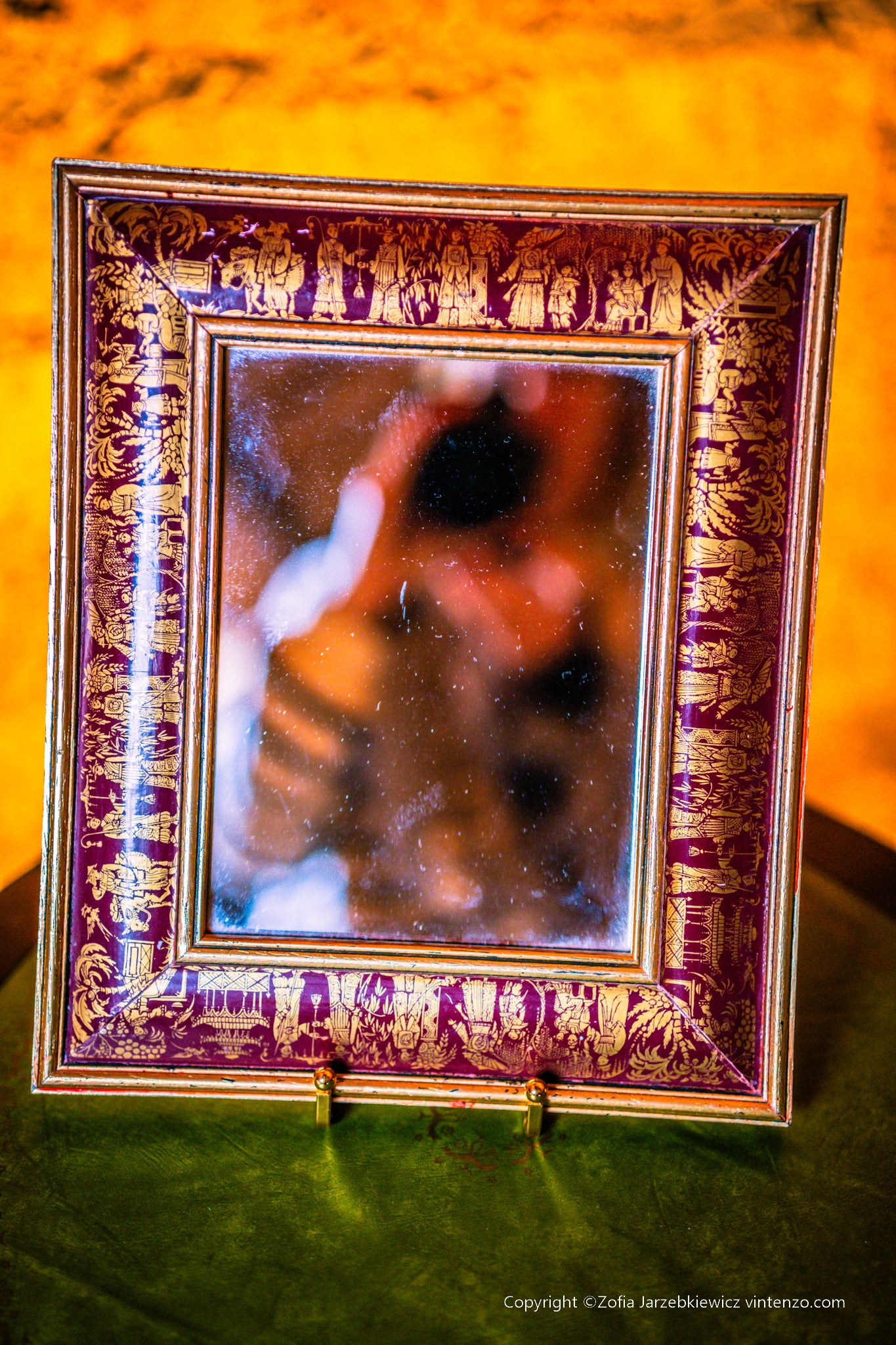 Vintage Mirror with Chinese Motifs