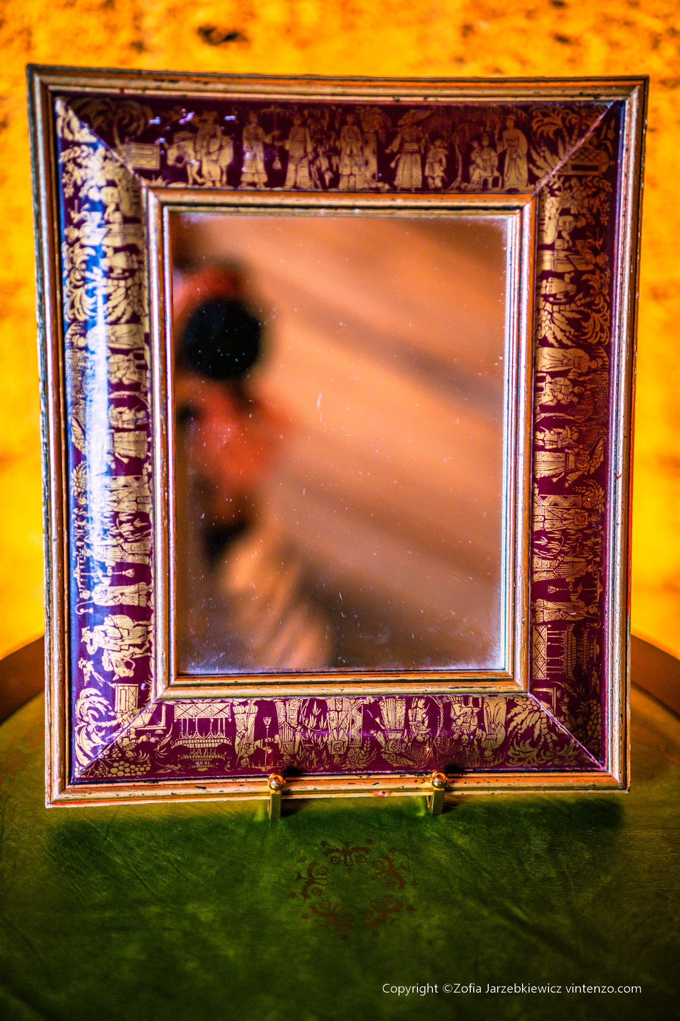 Vintage Mirror with Chinese Motifs