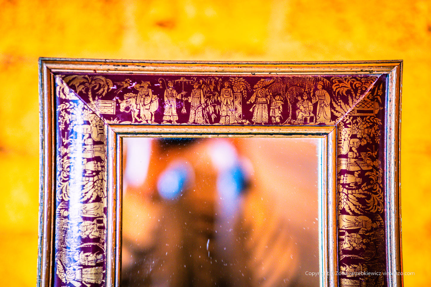Vintage Mirror with Chinese Motifs