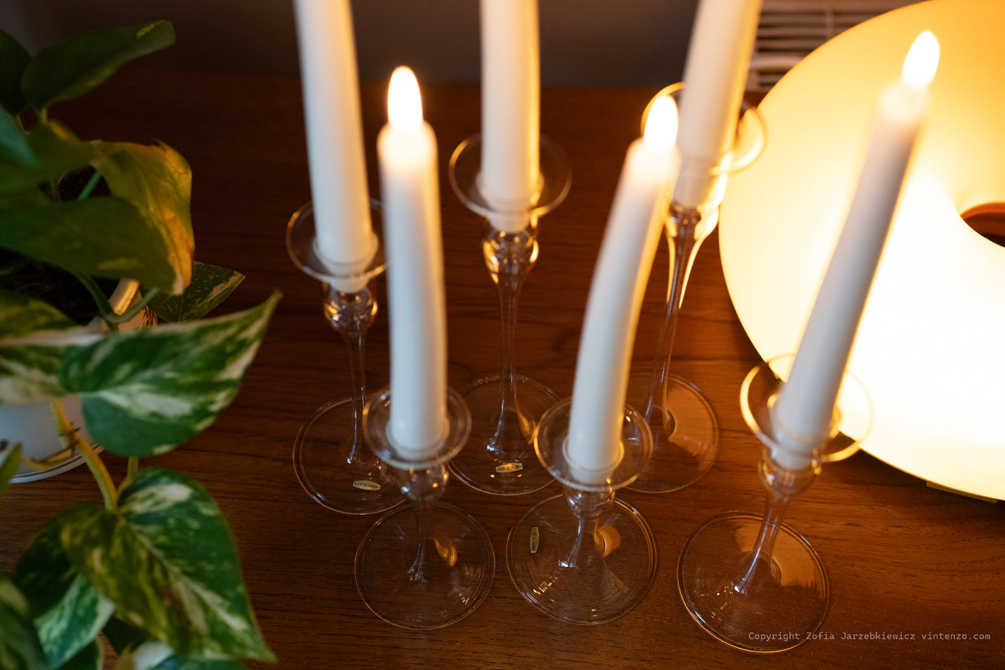 The Connoisseur Collection 6 Blown Clear Glass Candle Holders