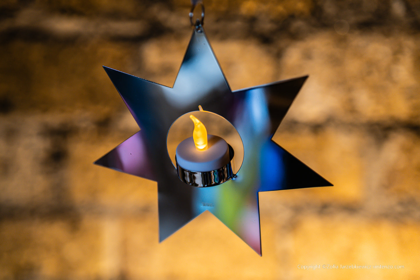 Sirius Silver Colour Star Ornament with Candleholder