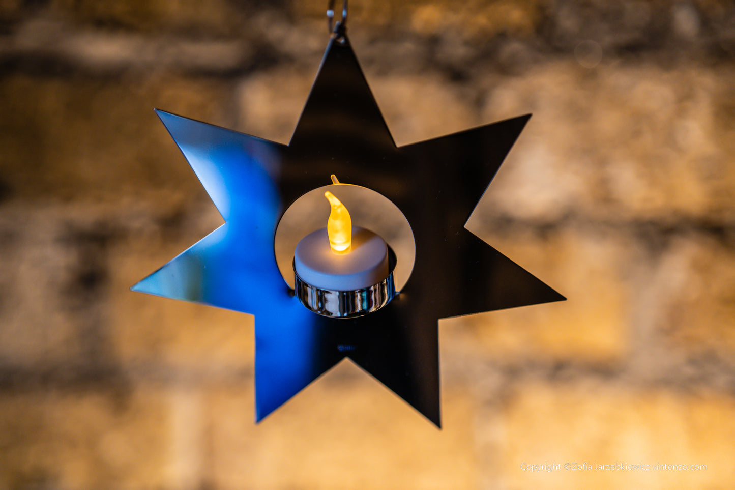 Sirius Silver Colour Star Ornament with Candleholder