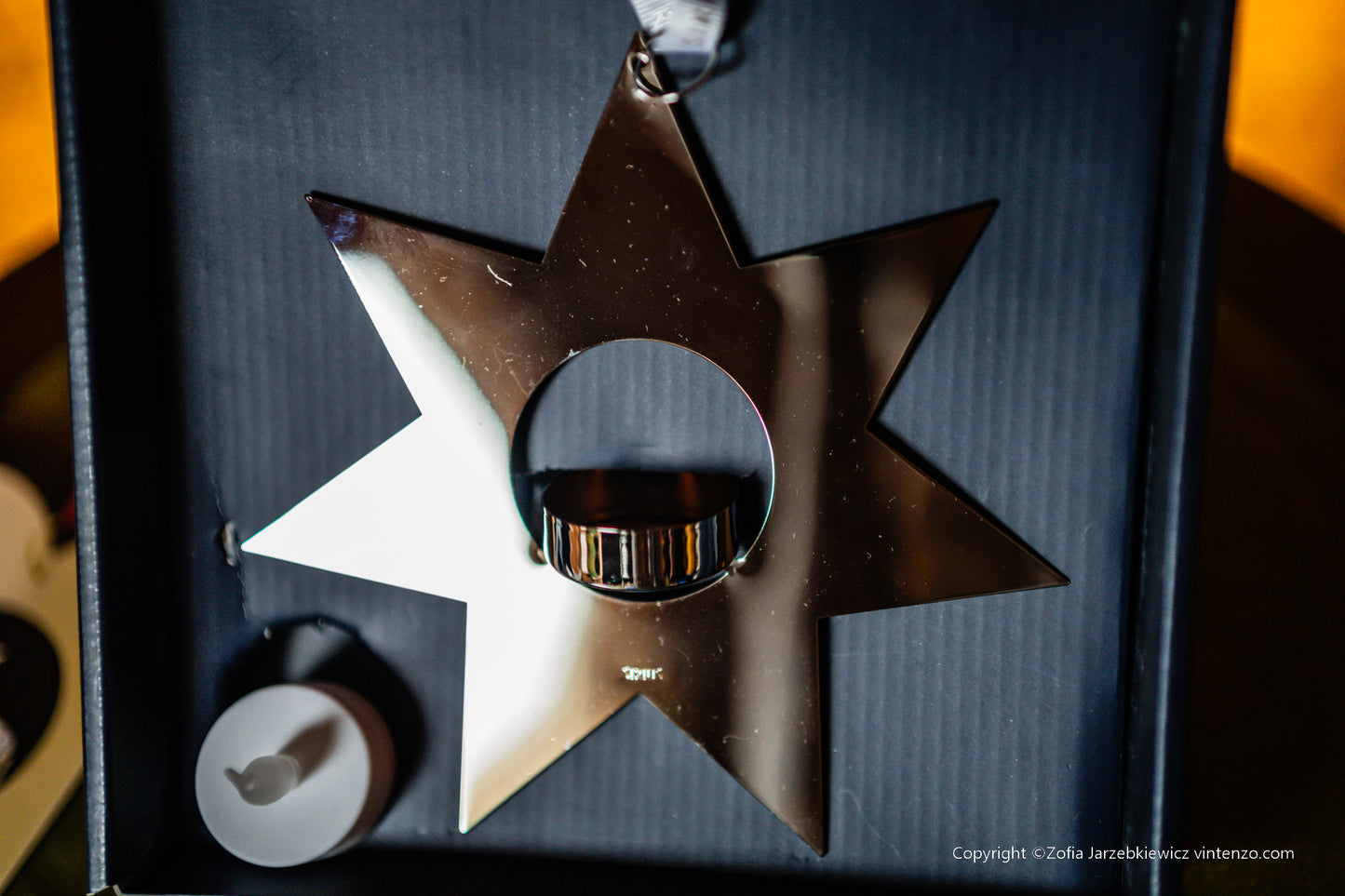 Sirius Silver Colour Star Ornament with Candleholder