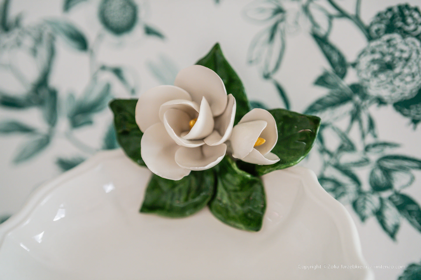 Italian ATN Ceramic 3D Floral Plate/ Trinket Dish
