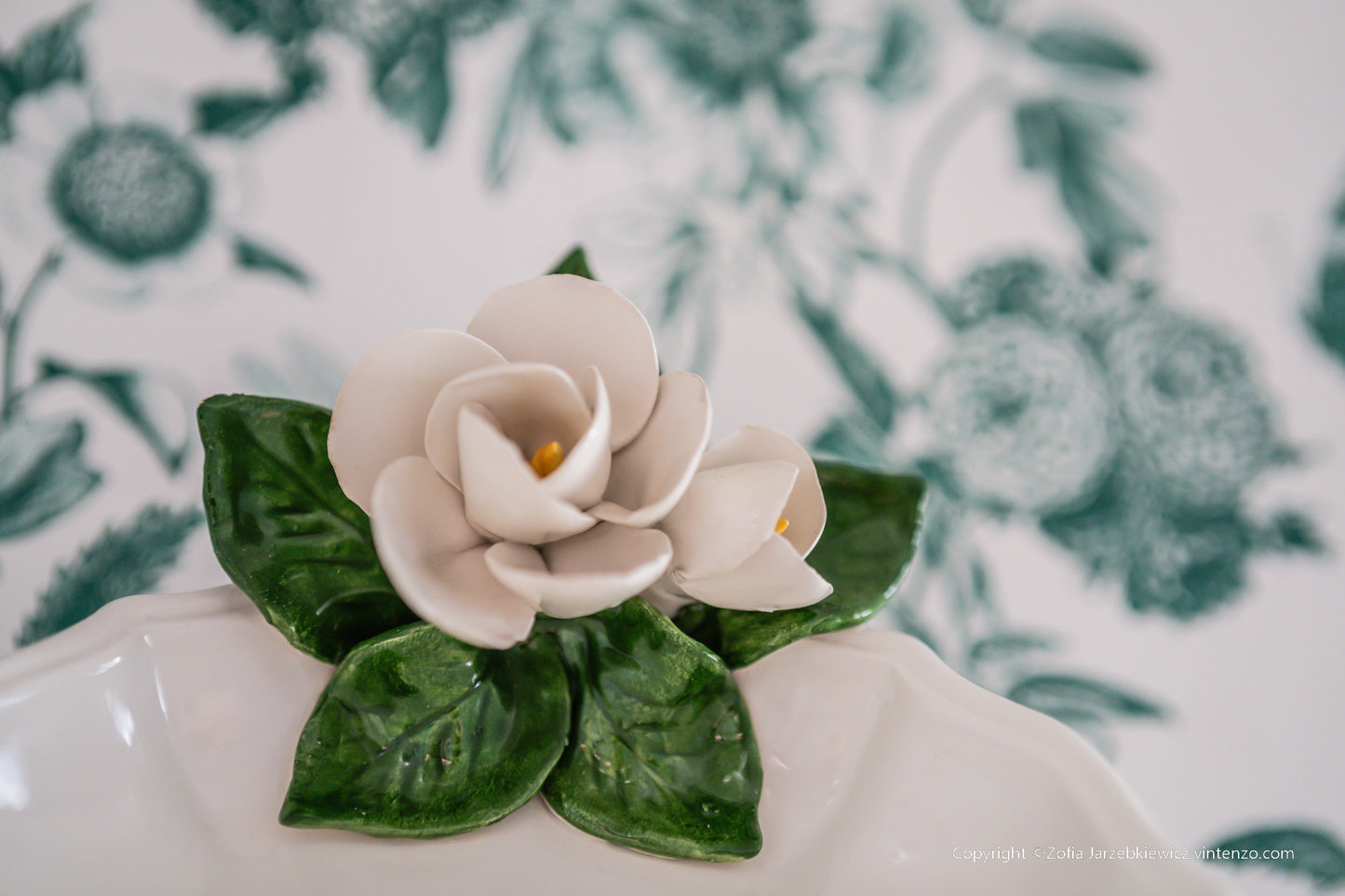 Italian ATN Ceramic 3D Floral Plate/ Trinket Dish