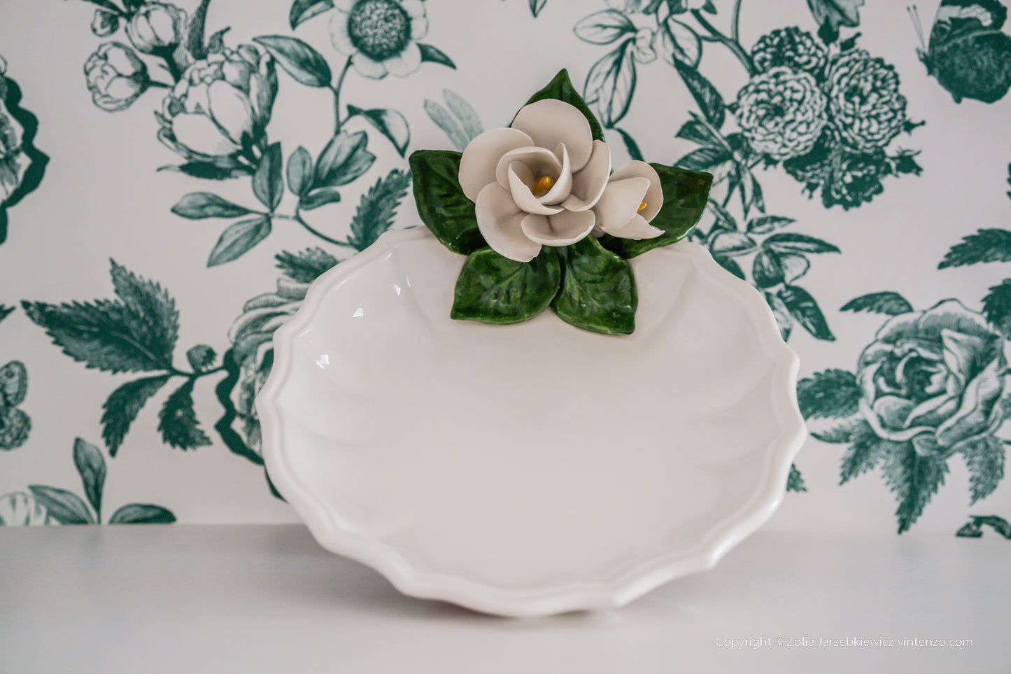Italian ATN Ceramic 3D Floral Plate/ Trinket Dish