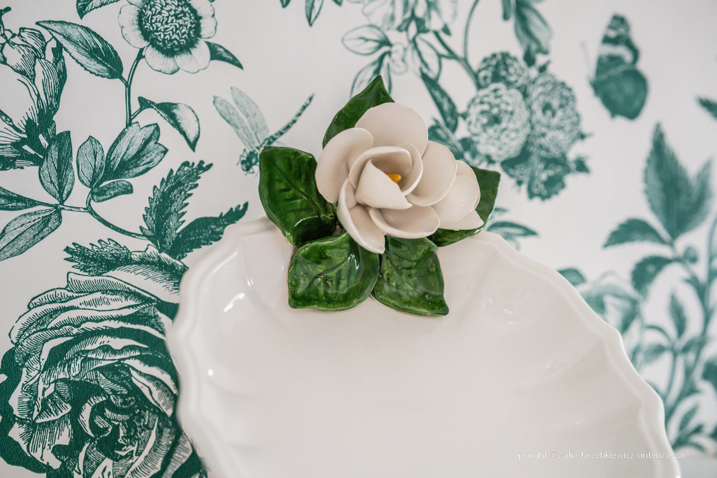Italian ATN Ceramic 3D Floral Plate/ Trinket Dish