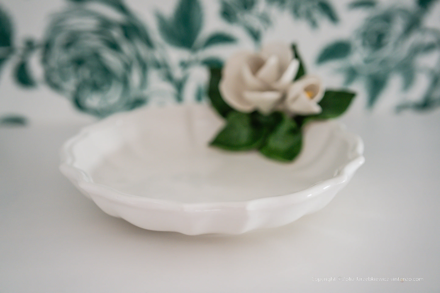 Italian ATN Ceramic 3D Floral Plate/ Trinket Dish