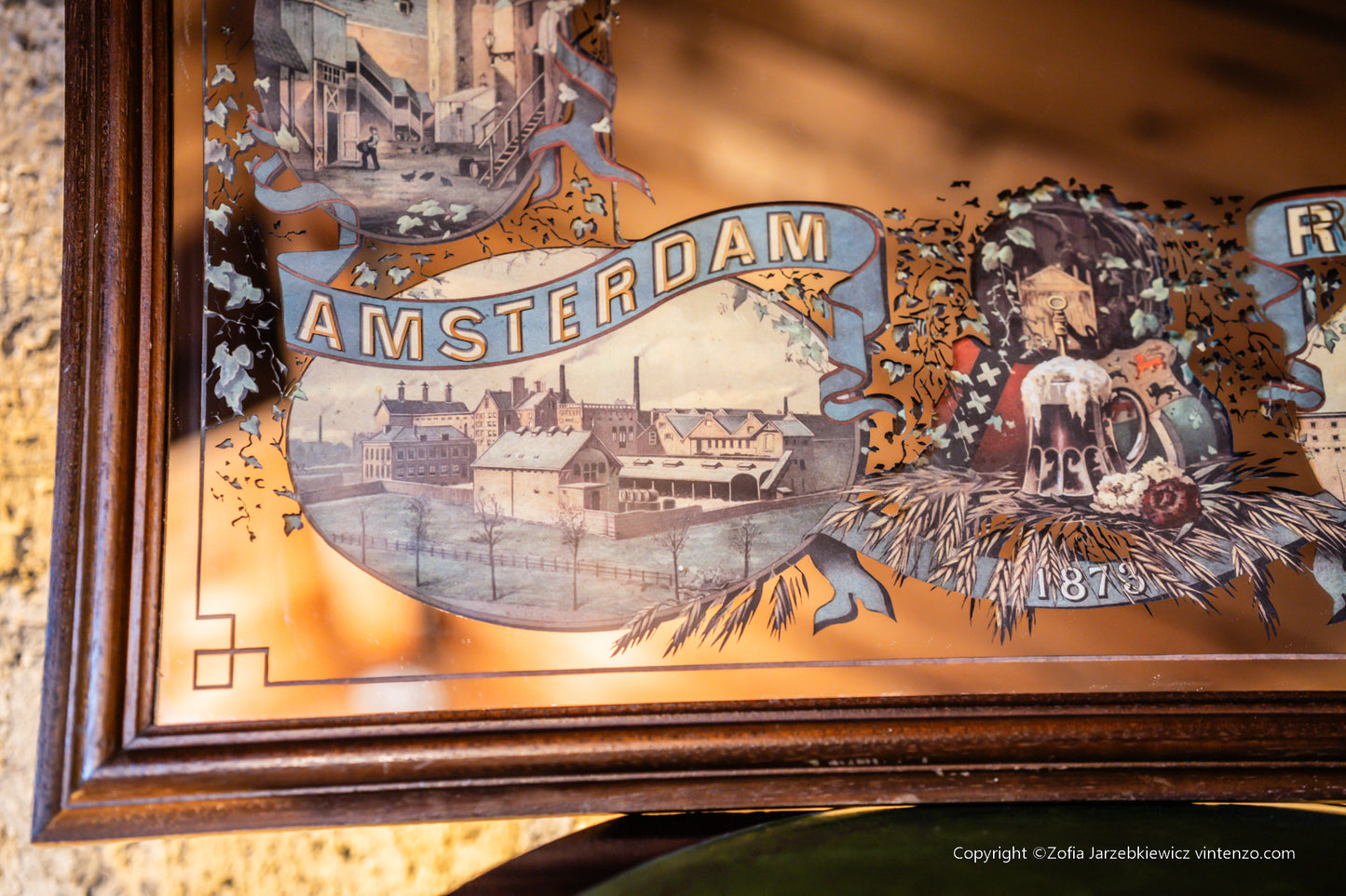 Vintage Heineken Brewers Pub Advertising Mirror -Amsterdam Rotterdam
