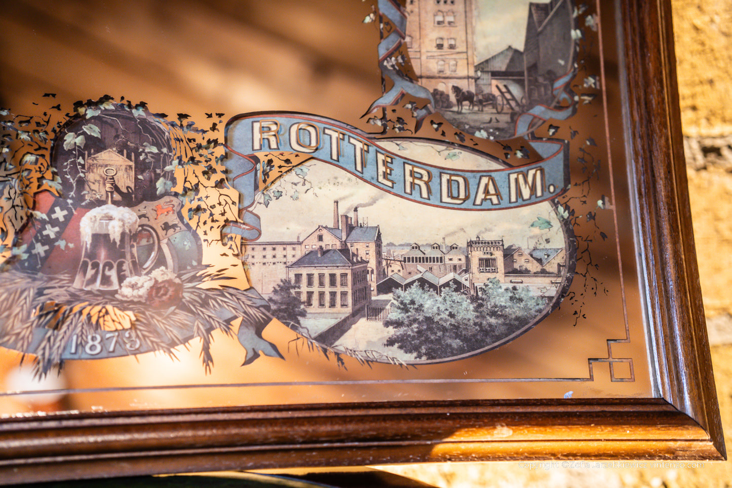 Vintage Heineken Brewers Pub Advertising Mirror -Amsterdam Rotterdam