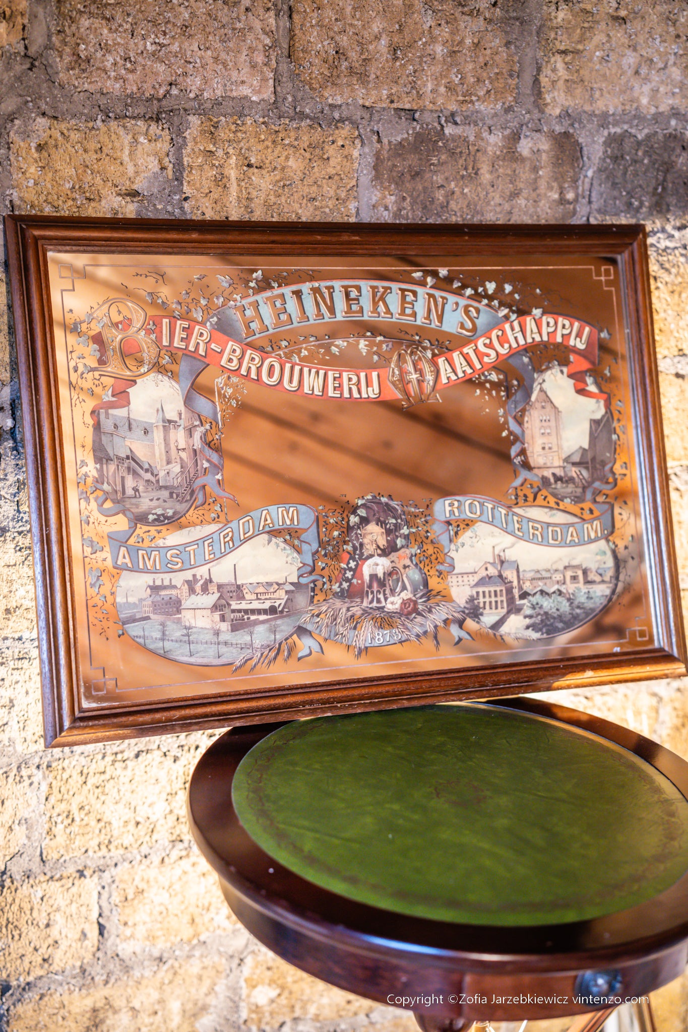 Vintage Heineken Brewers Pub Advertising Mirror -Amsterdam Rotterdam