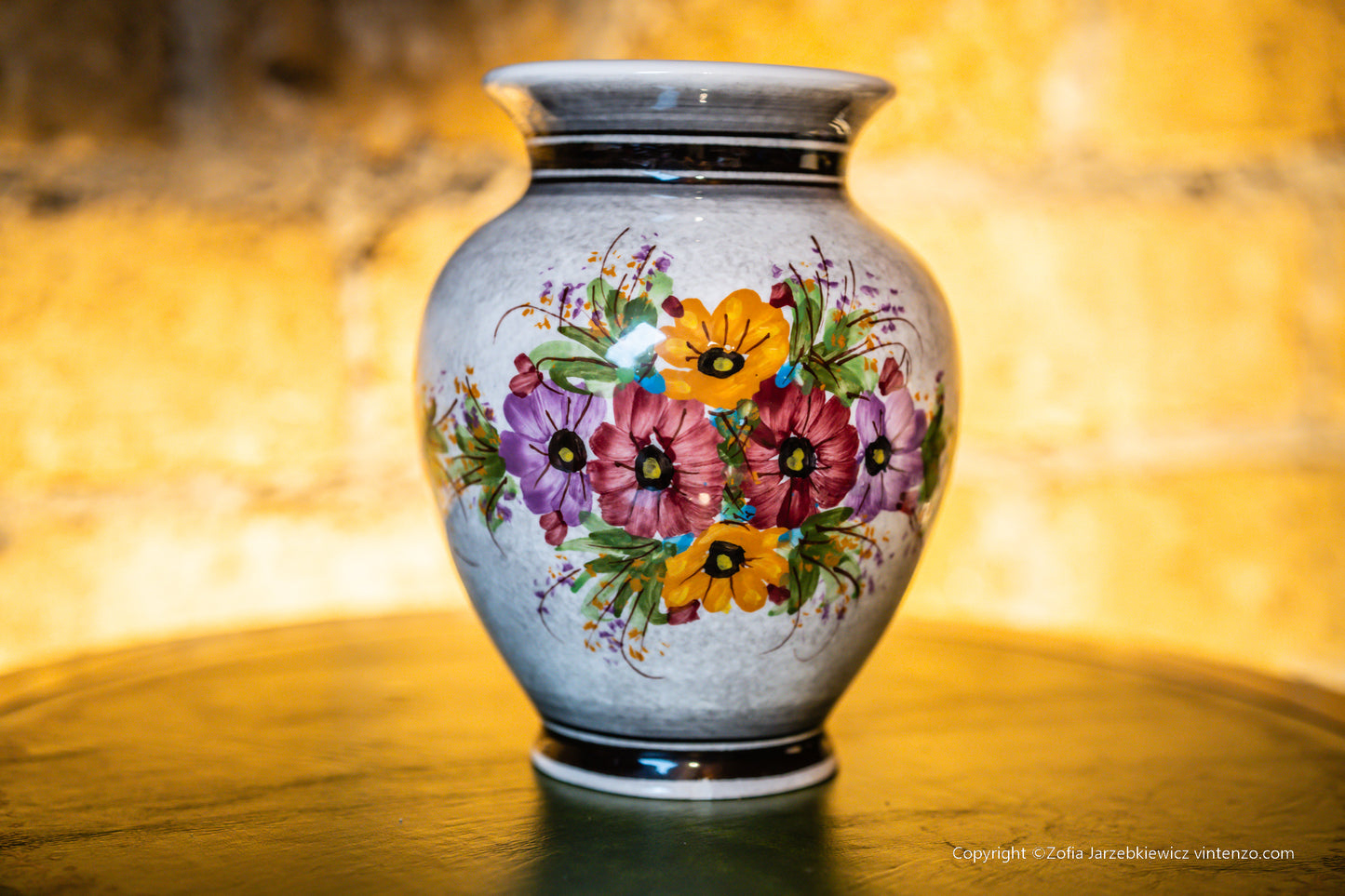 Vintage Ceramic Floral Vase signed G.Dizou