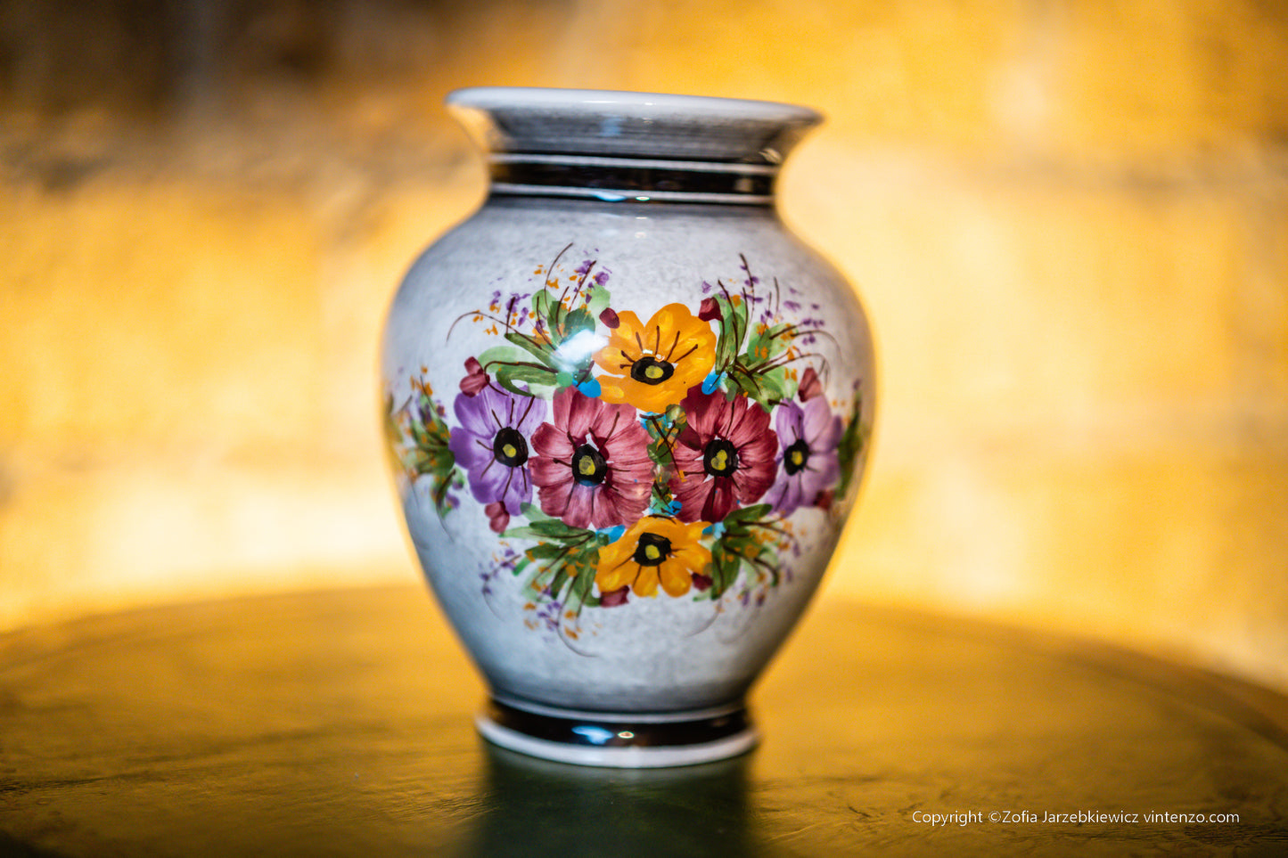 Vintage Ceramic Floral Vase signed G.Dizou