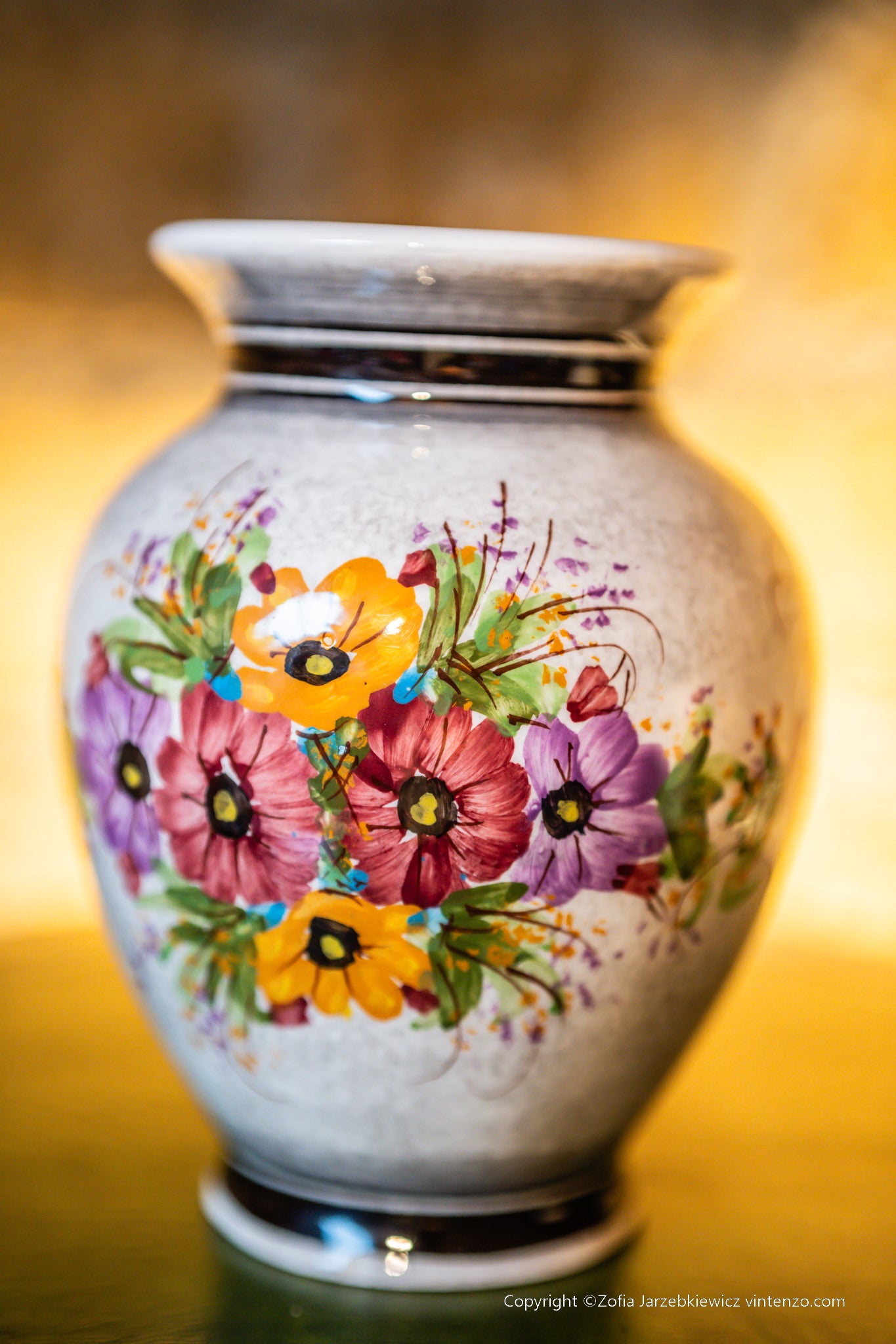 Vintage Ceramic Floral Vase signed G.Dizou