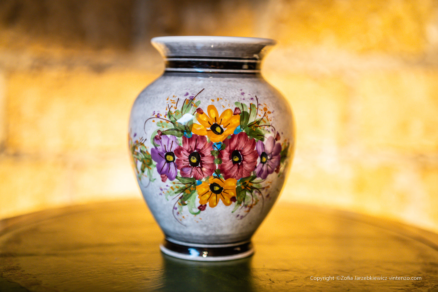 Vintage Ceramic Floral Vase signed G.Dizou