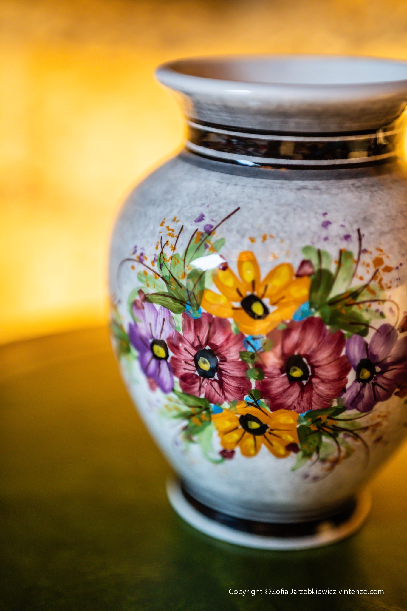 Vintage Ceramic Floral Vase signed G.Dizou