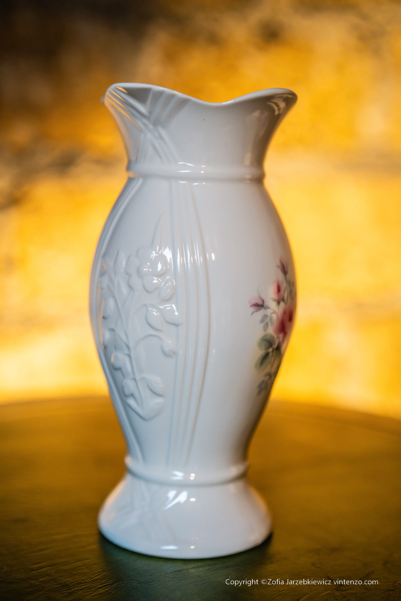 Belleek Donegal Pink Roses Porcelain Vase